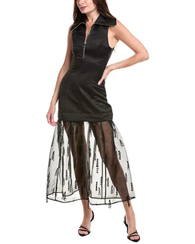 Ganni Organza Maxi Dress In Black