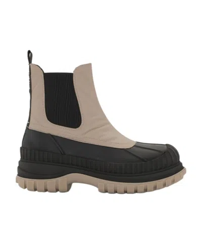 Ganni Outdoor Round Head Short Boots In Black