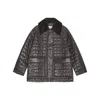 Ganni Shiny Black Quilted Midi Jacket With Pointed Collar In Black