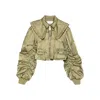 Ganni Nylon Short Bomber Jacket In Green