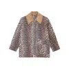 Ganni Long Sleeve Animal Print Jacket With Wide Collar