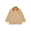 Ganni Corduroy-collar Utility Jacket In Brown