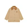 Ganni Corduroy-collar Utility Jacket In Brown