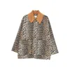 Ganni Leopard Printed Canvas Midi Puffer Jackets Brown In Brown