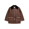 Ganni Shiny Quilt Midi Jacket In Brown