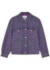 Ganni Purple Overdyed Bleach Jacket In Lilac