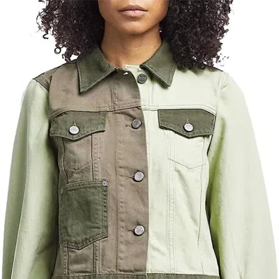 Ganni Overdyed Five Pockets Cotton Denim Jacket In Green
