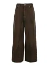 Ganni Brown Jeans With Tie-dye Pattern And Logo Patch On Back In Denim Woman In Brown