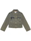 Ganni Overdyed Heavy Denim Jacket In Green