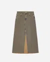 Ganni Maxi Grey Skirts With Slit At The Front In Brown