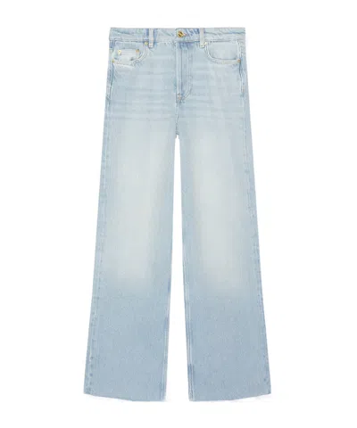 GANNI GANNI LOGO PATCH WIDE-LEG JEANS