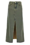 Ganni Maxi Grey Skirts With Slit At The Front In Denim Woman