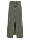 Ganni Maxi Grey Skirts With Slit At The Front In Denim Woman In Blue