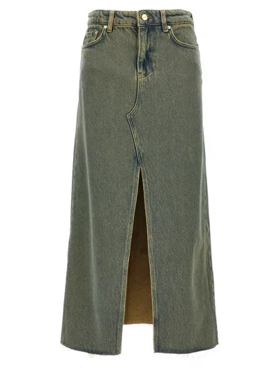 Ganni Overdyed Heavy Skirt In Green