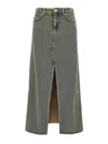 Ganni Maxi Grey Skirts With Slit At The Front In Denim Woman In Light Blue