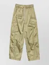 Ganni Womens Boa Elasticated Patch-pocket Shell Trousers In Green