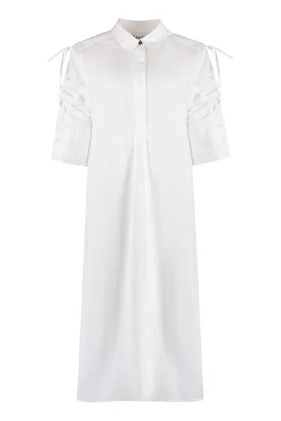 Ganni Oversize Cotton Shirtdress In White