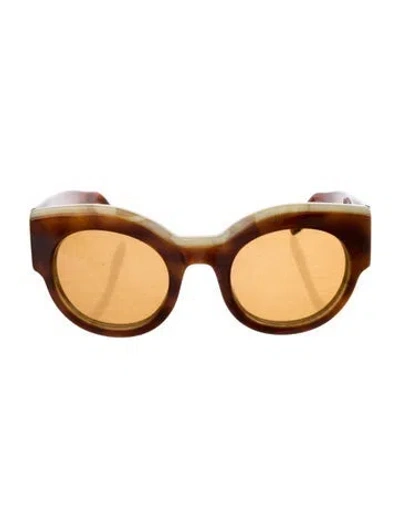 Pre-owned Ganni Oversize Tinted Sunglasses In Brown