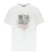 Ganni White Crewneck T-shirt With Logo Print On The Front In Cotton Woman