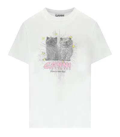GANNI GANNI OVERSIZE WHITE T SHIRT