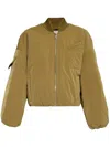 Ganni Logo-embroidered Bomber Jacket In Kaki