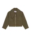 Ganni Green Wide Collar Jacket In Brown