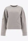 Ganni Crewneck Oversized Sweatshirt In Gray
