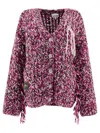 Ganni Oversized Handknitted Cardigan With V-neckline In Pink