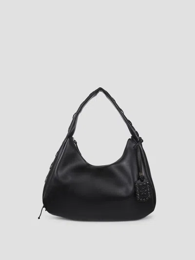 Ganni Oversized Hobo Handbag In Black