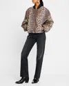 Ganni Printed Canvas Bomber Jacket Leopard In Leopard