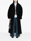 Ganni Oversized Long Peacoat In Black