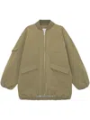 Ganni Oversized Multiple-pocket Bomber Jacket In Green