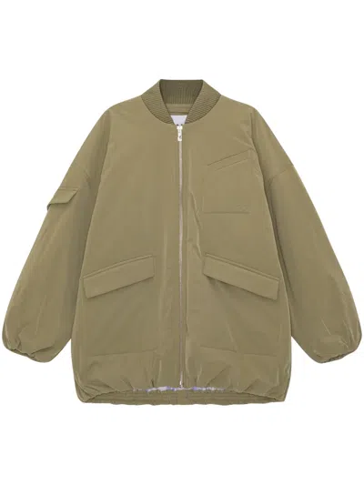 GANNI OVERSIZED MULTIPLE-POCKET BOMBER JACKET