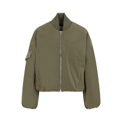 Ganni Bomber Jacket In Nylon In Green