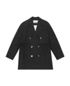 Ganni Oversized String-tie Double-breasted Blazer In Black