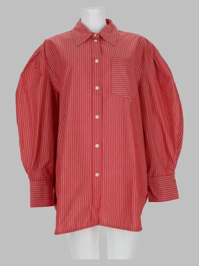Ganni Oversized Striped Cotton Button-down Shirt In Pink