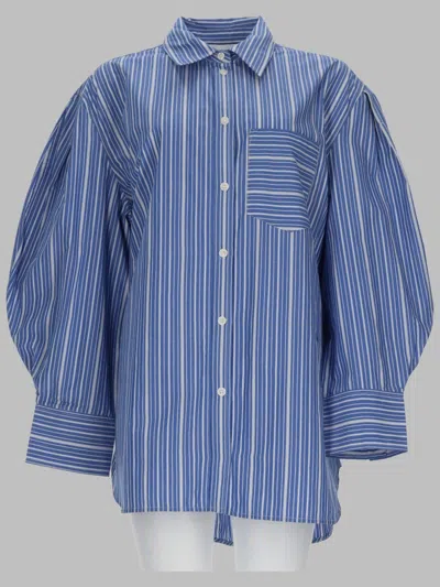Ganni Oversized Striped Cotton Button-up Shirt In Black
