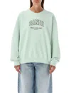 Ganni Logo-print Organic-cotton Sweatshirt In Aqua Foam