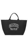 Ganni Women Recycled Cotton Xxl Tote Bag In Brown