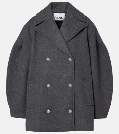 GANNI OVERSIZED WOOL-BLEND PEACOAT