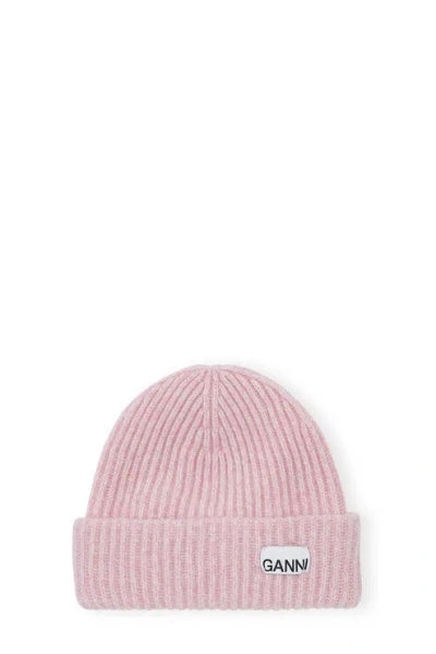 GANNI OVERSIZED WOOL RIB KNIT BEANIE