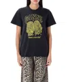 Ganni Basic Jersey Owls Relaxed T-shirt T-shirts Black In Black