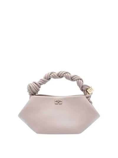 Ganni Mini Bou Recycled Leather Bag In Oyster Gray