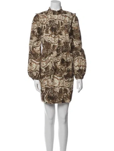 Pre-owned Ganni Paisley Print Mini Dress In Brown