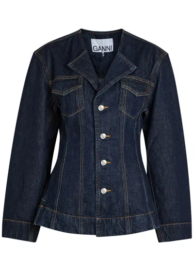 Ganni Panelled Denim Jacket In Blue
