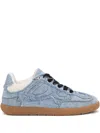 Ganni Low Top Denim Embroidered Sneakers Rubber Sole In Blue