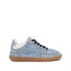 Ganni Low Top Denim Embroidered Sneakers Rubber Sole In Blue