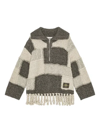 Ganni Panelled Sweater In Gray