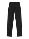 Ganni Compact Stripe Jersey Mid Waist Pants In Negro