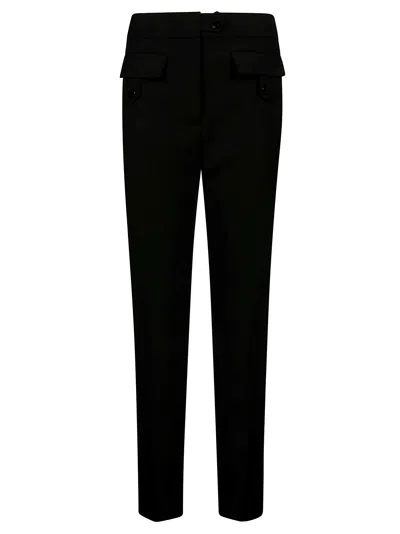 Ganni Pantalone Dritto Twill Leggero In Black